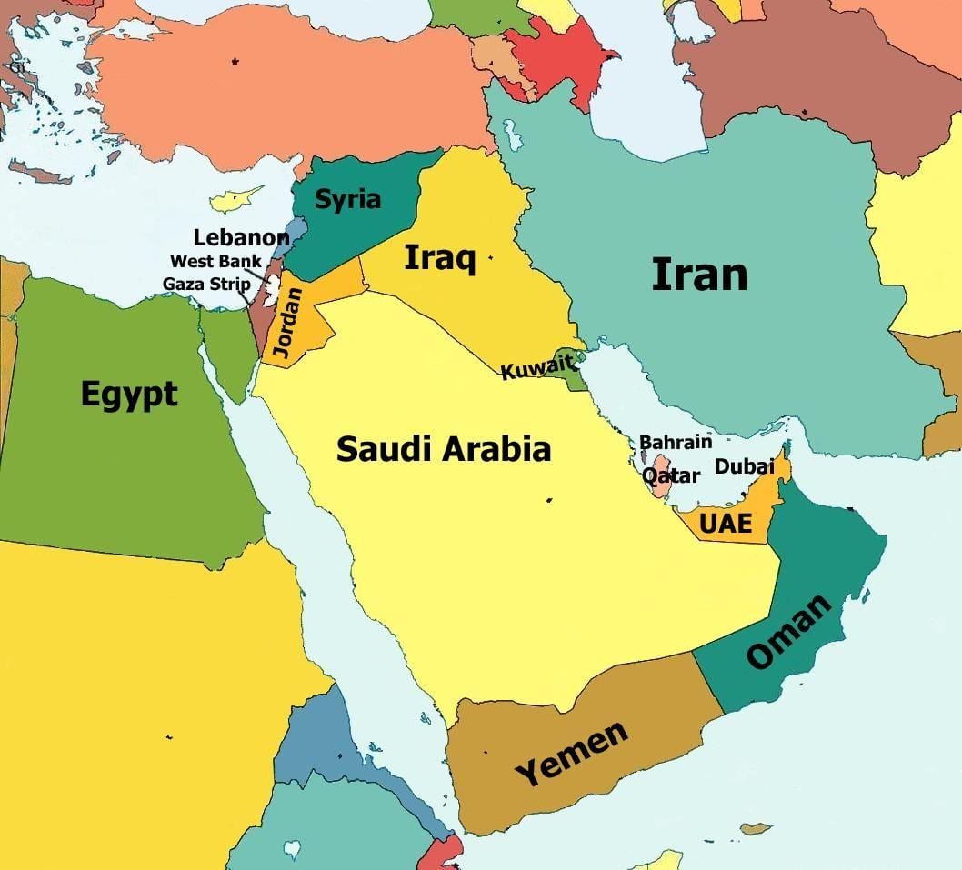 mappa del qatar e dei paesi circostanti