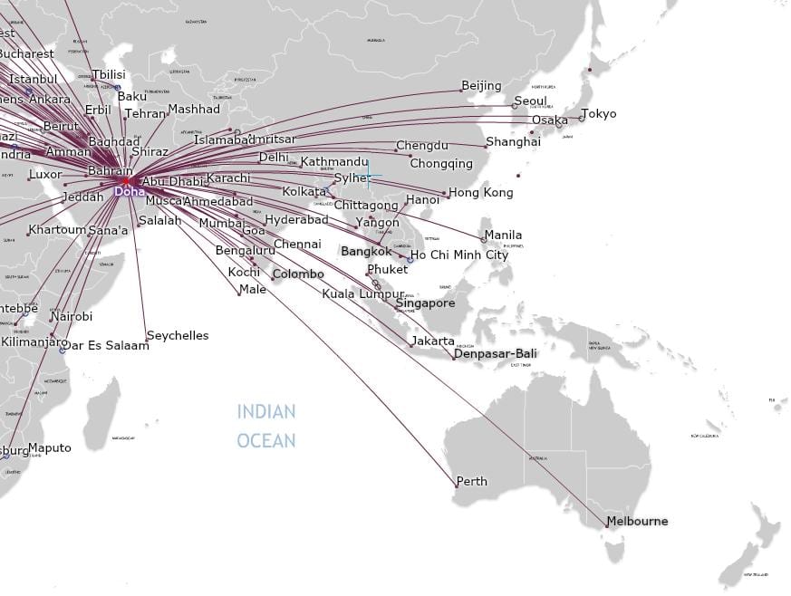 qatar airlines mappa