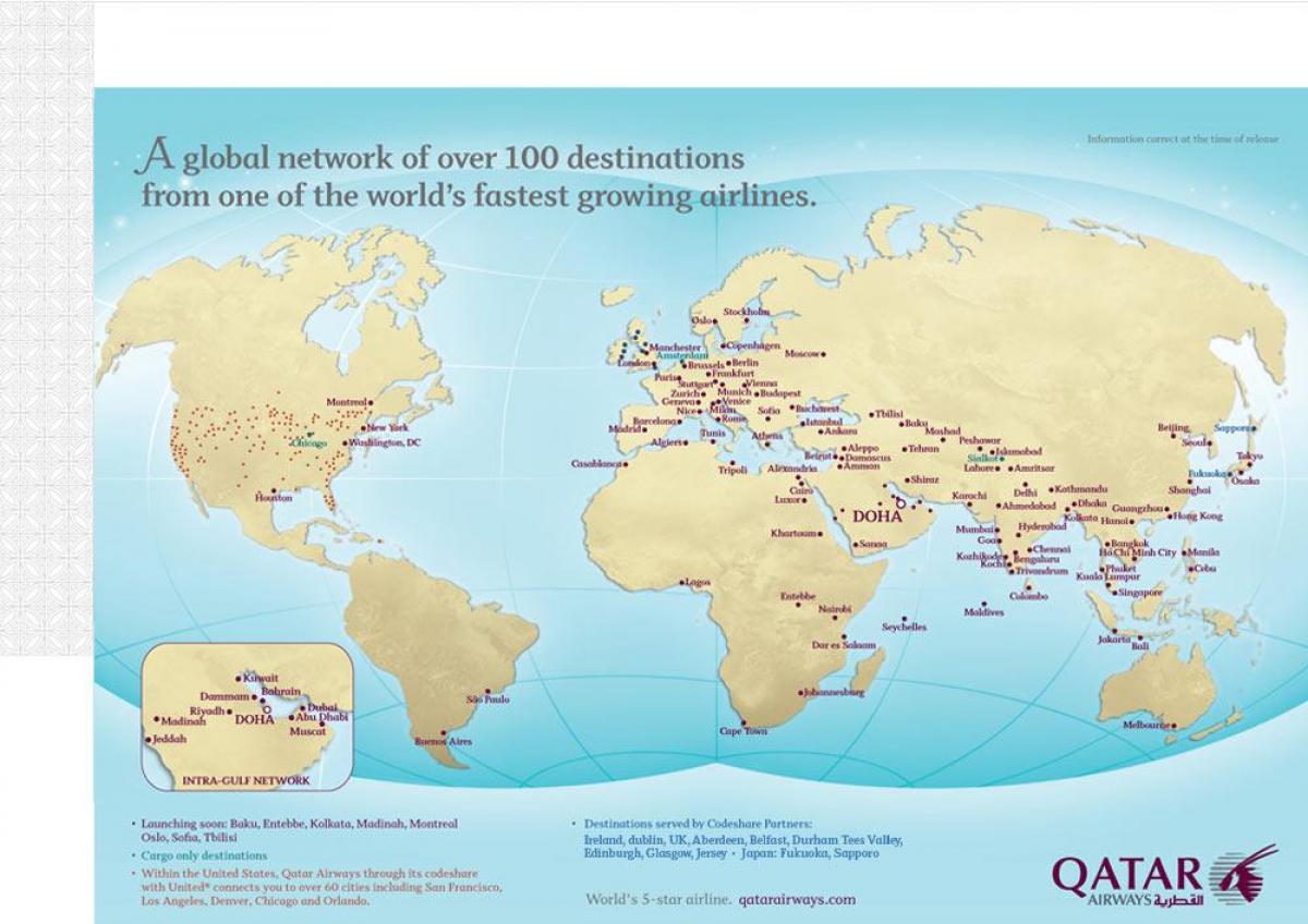 qatar itinerari di volo mappa