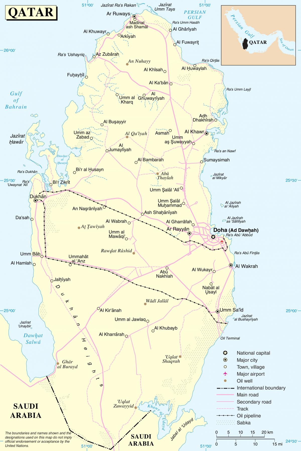 qatar itinerario stradale mappa