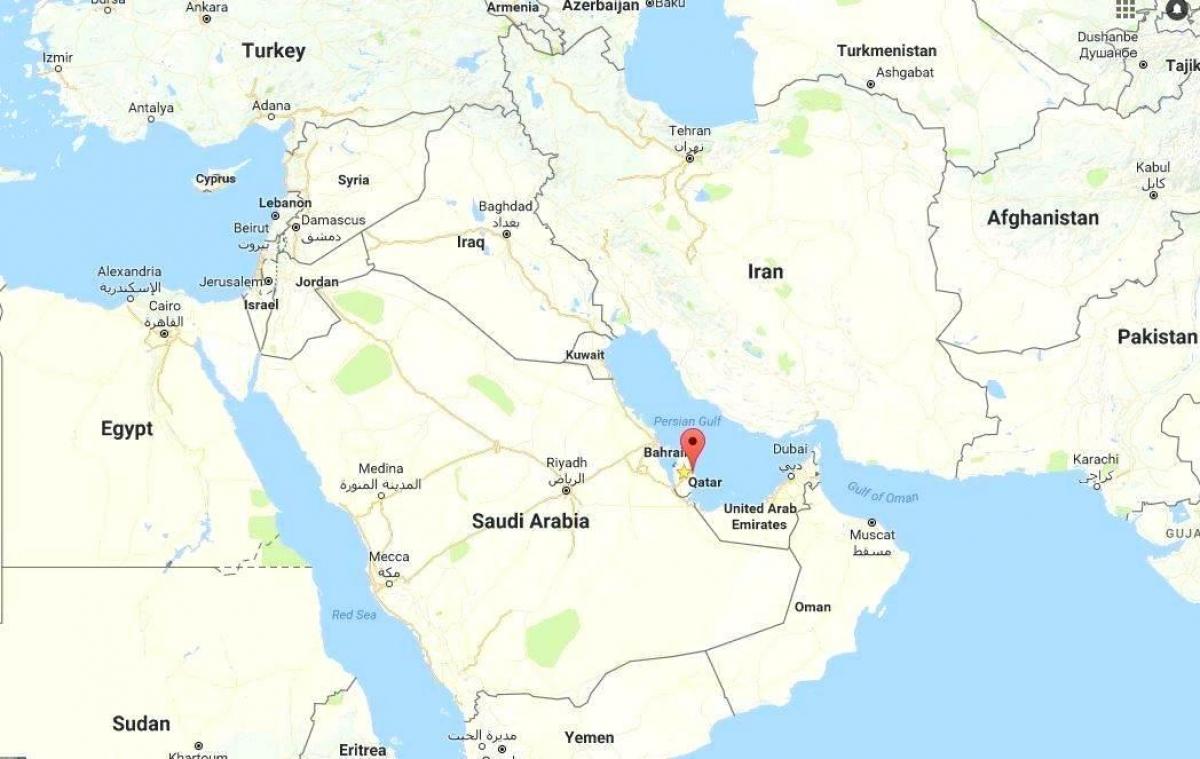 mappa del mondo che mostra qatar
