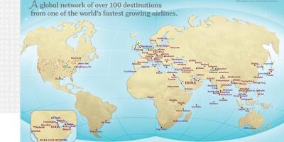 Qatar itinerari di volo mappa
