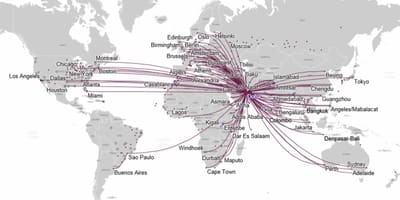 Qatar airways mappa del percorso